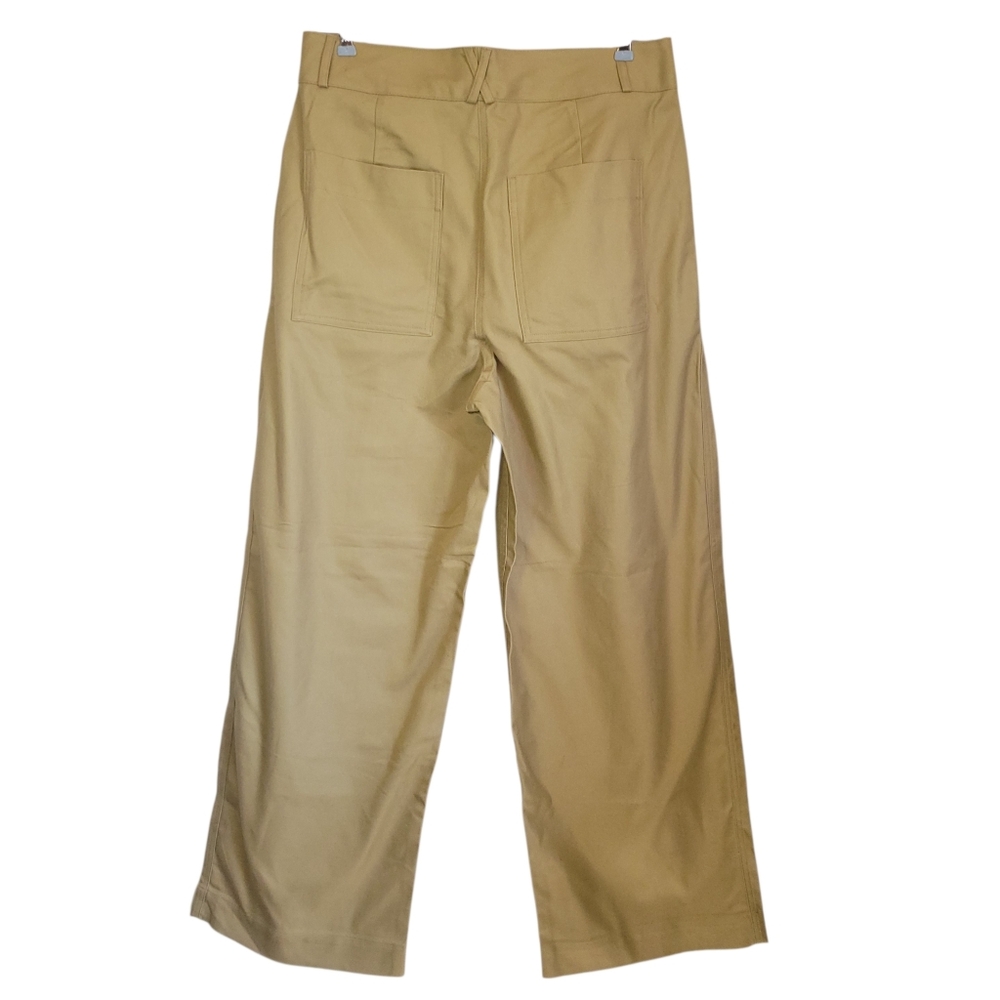 Banana Republic Wide Leg Trouser Pants Sz 12 Khaki Twill High Rise Quiet Luxury - Picture 8 of 12